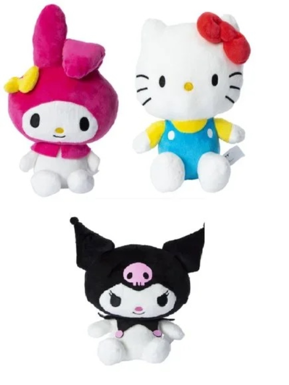 3pcs Sanrio Hello Kitty & Friends Plush Trio - White, Black, Pink